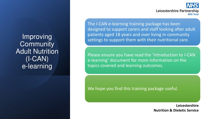 the i can e learning training package has been