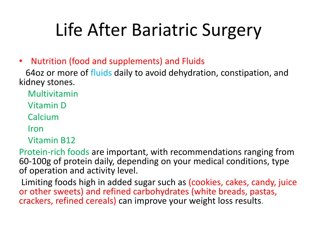 life after bariatric surgery