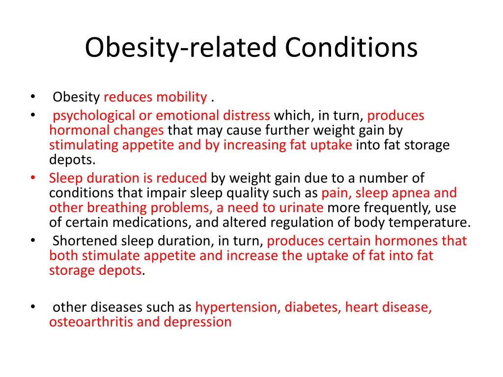 obesity related conditions