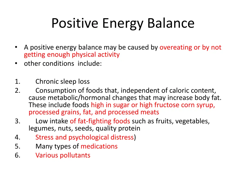 positive energy balance