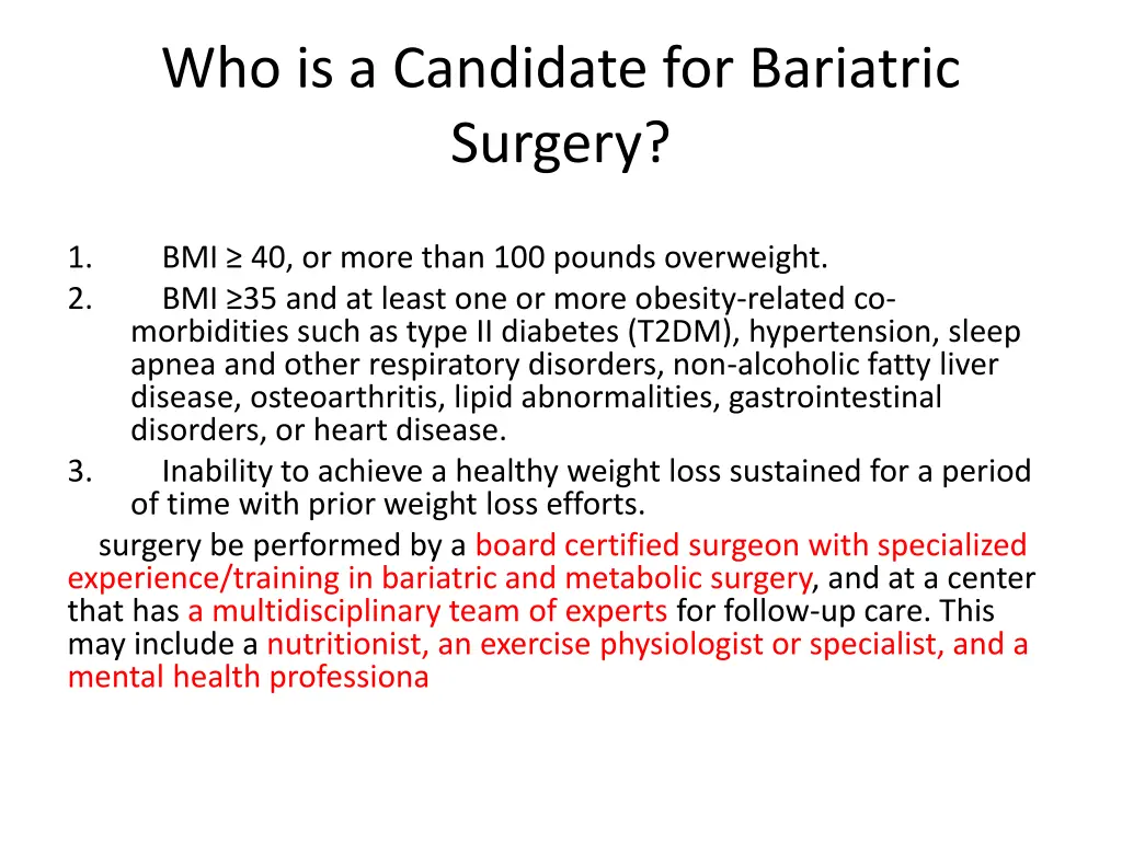 who is a candidate for bariatric surgery