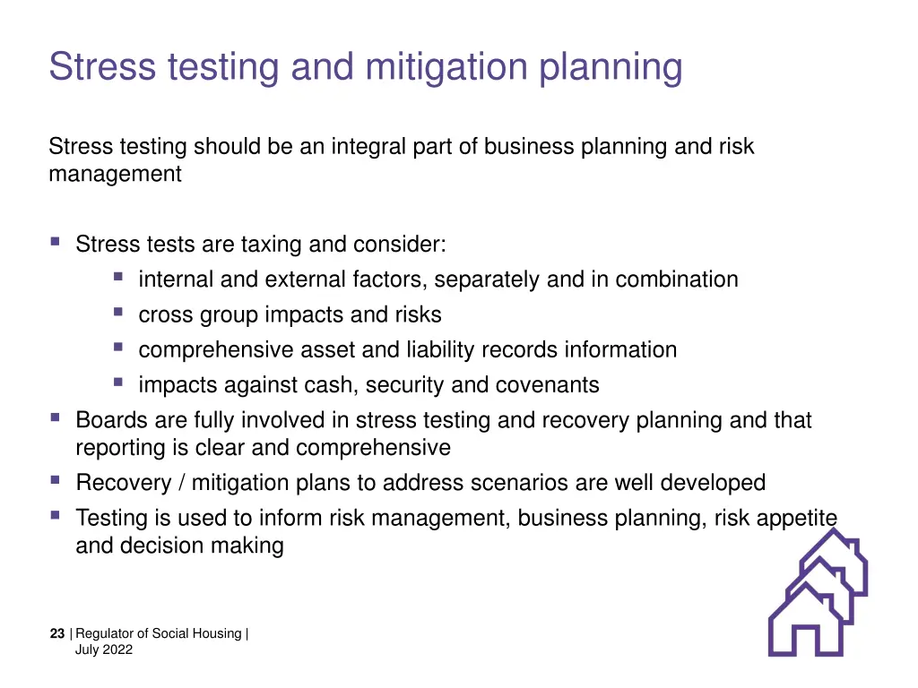 stress testing and mitigation planning