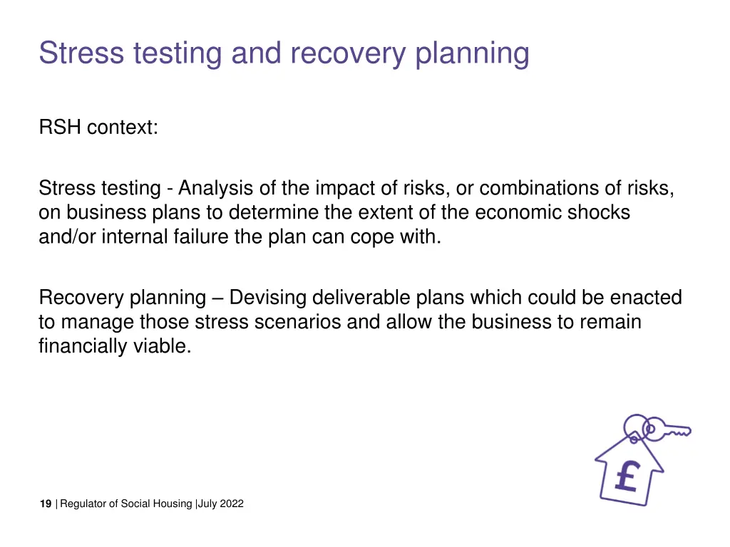 stress testing and recovery planning