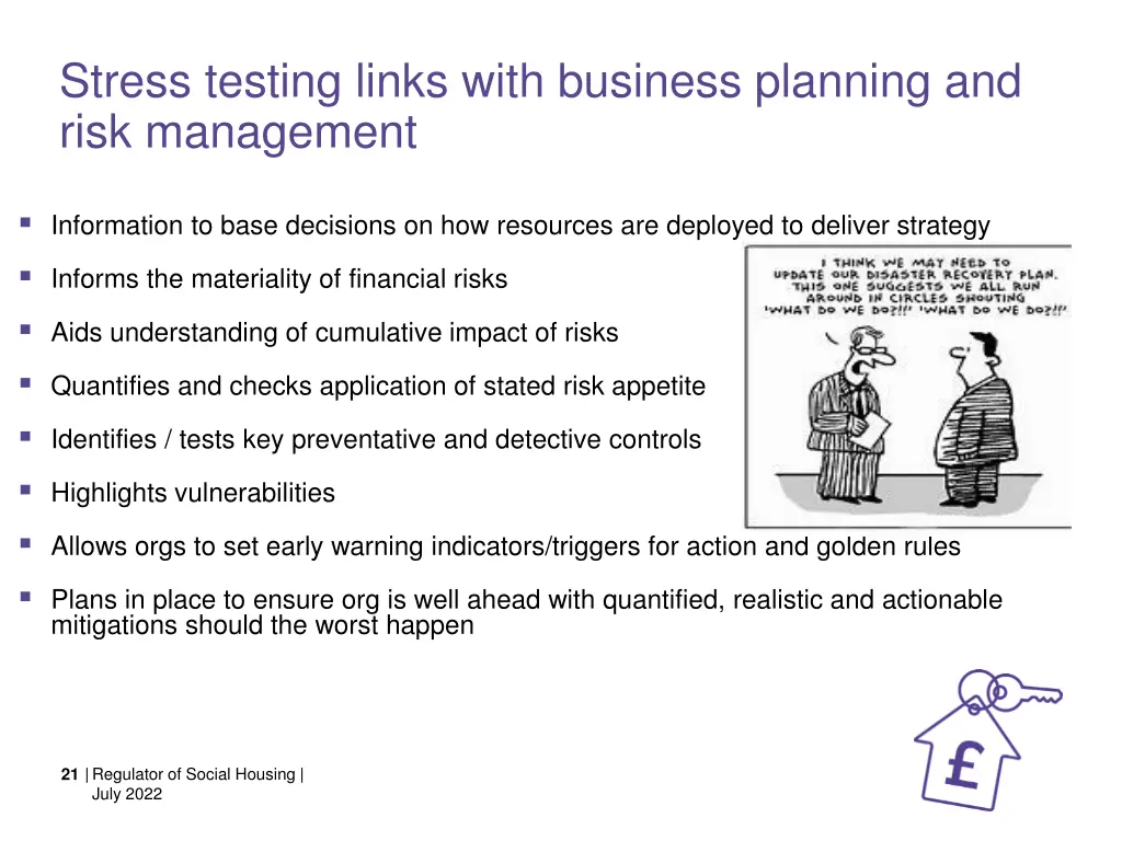 stress testing links with business planning