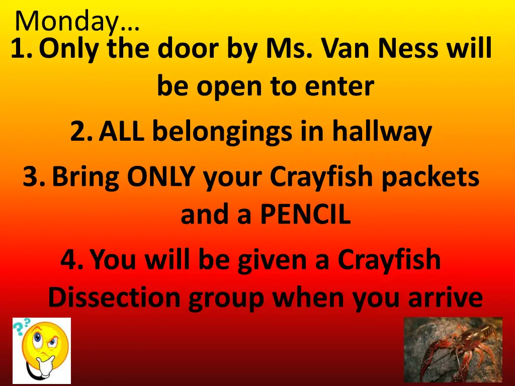 monday 1 only the door by ms van ness will