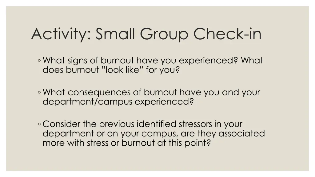 activity small group check in 1