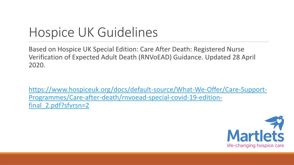 hospice uk guidelines