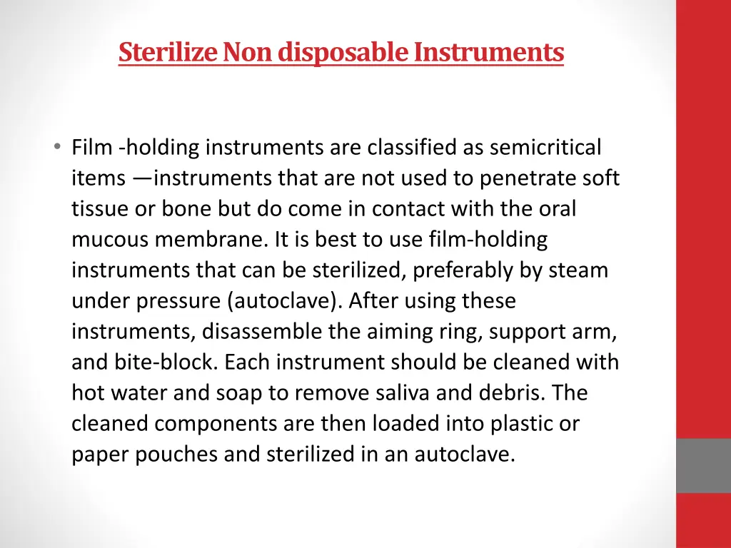 sterilize non disposable instruments