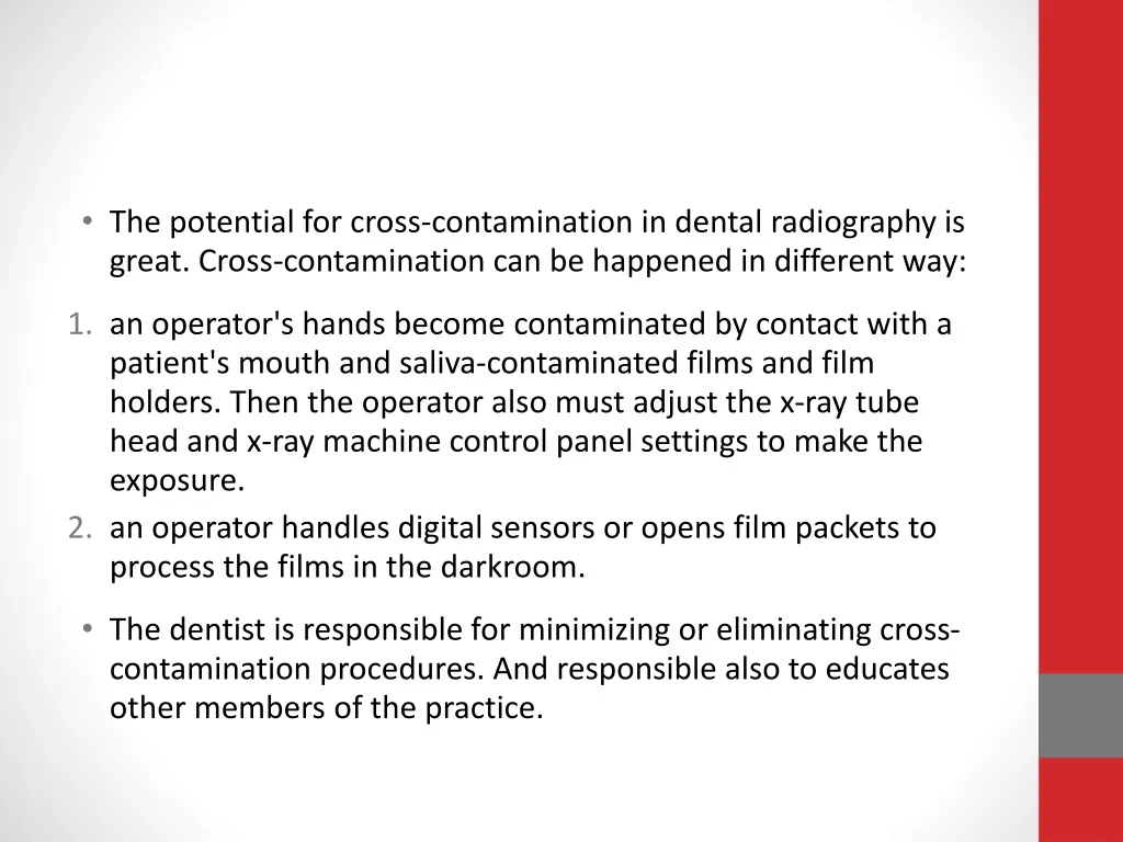 the potential for cross contamination in dental