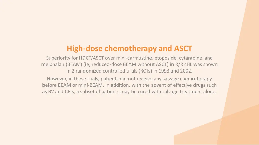 high dose chemotherapy and asct superiority