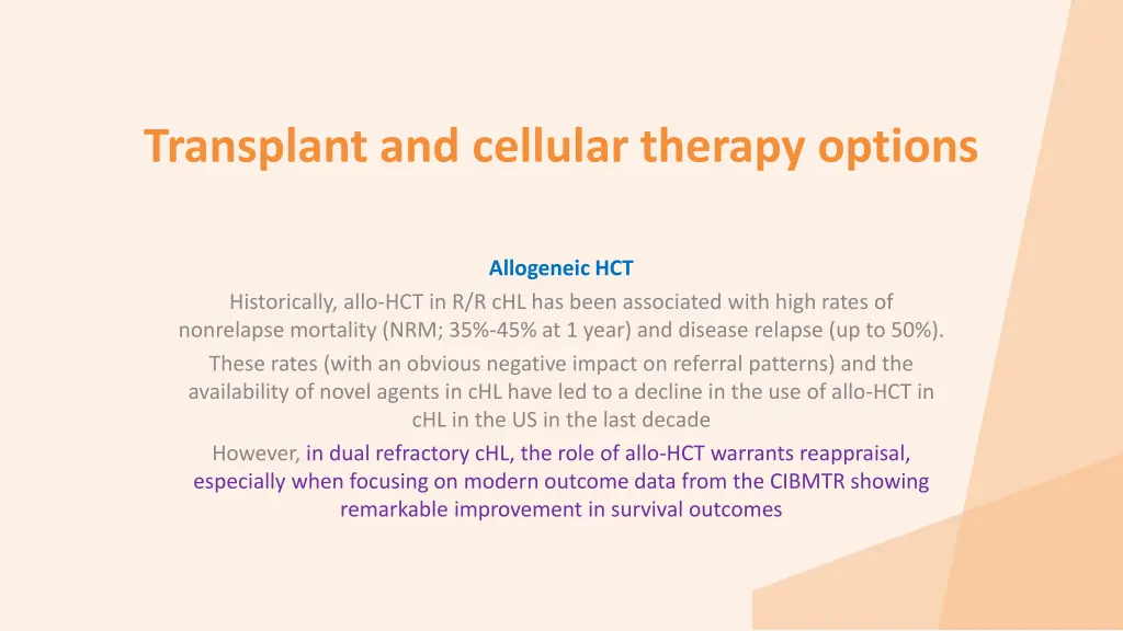 transplant and cellular therapy options