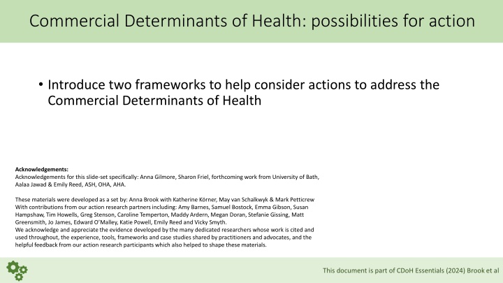 commercial determinants of health possibilities