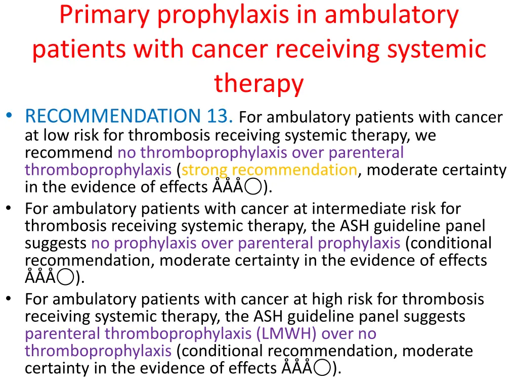 primary prophylaxis in ambulatory patients with