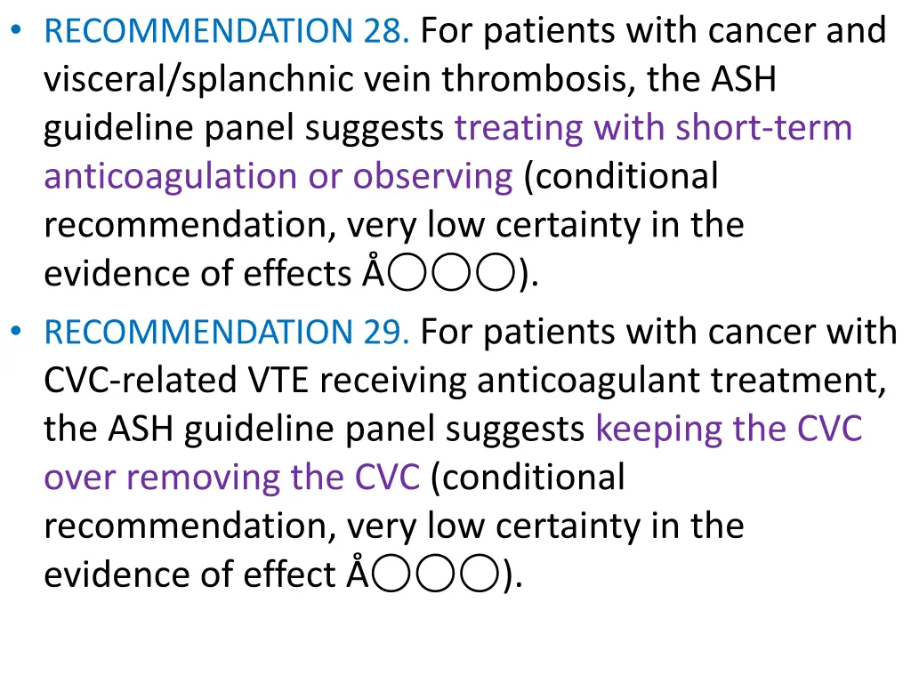 recommendation 28 for patients with cancer