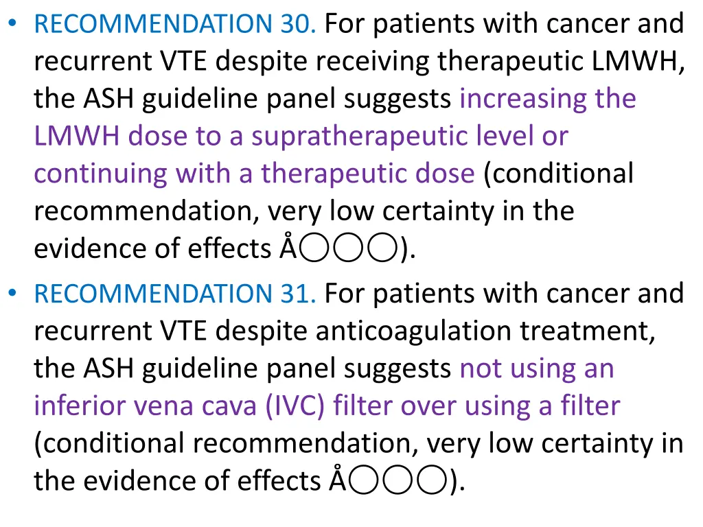 recommendation 30 for patients with cancer