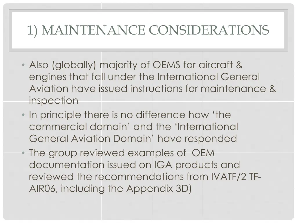 1 maintenance considerations