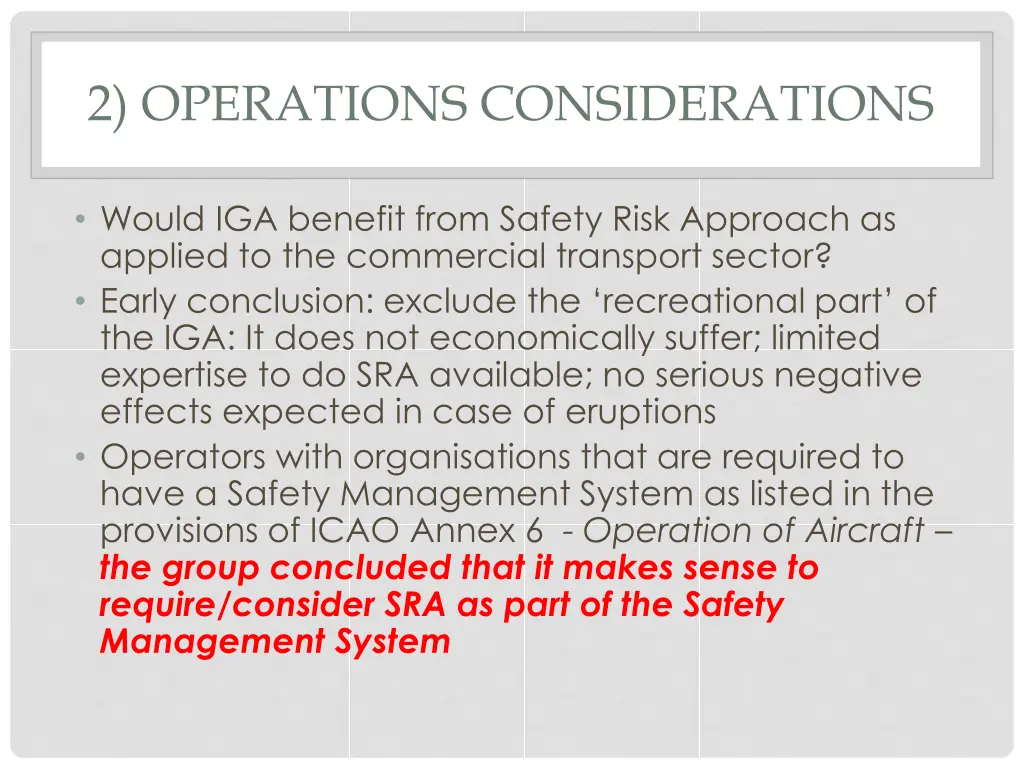 2 operations considerations