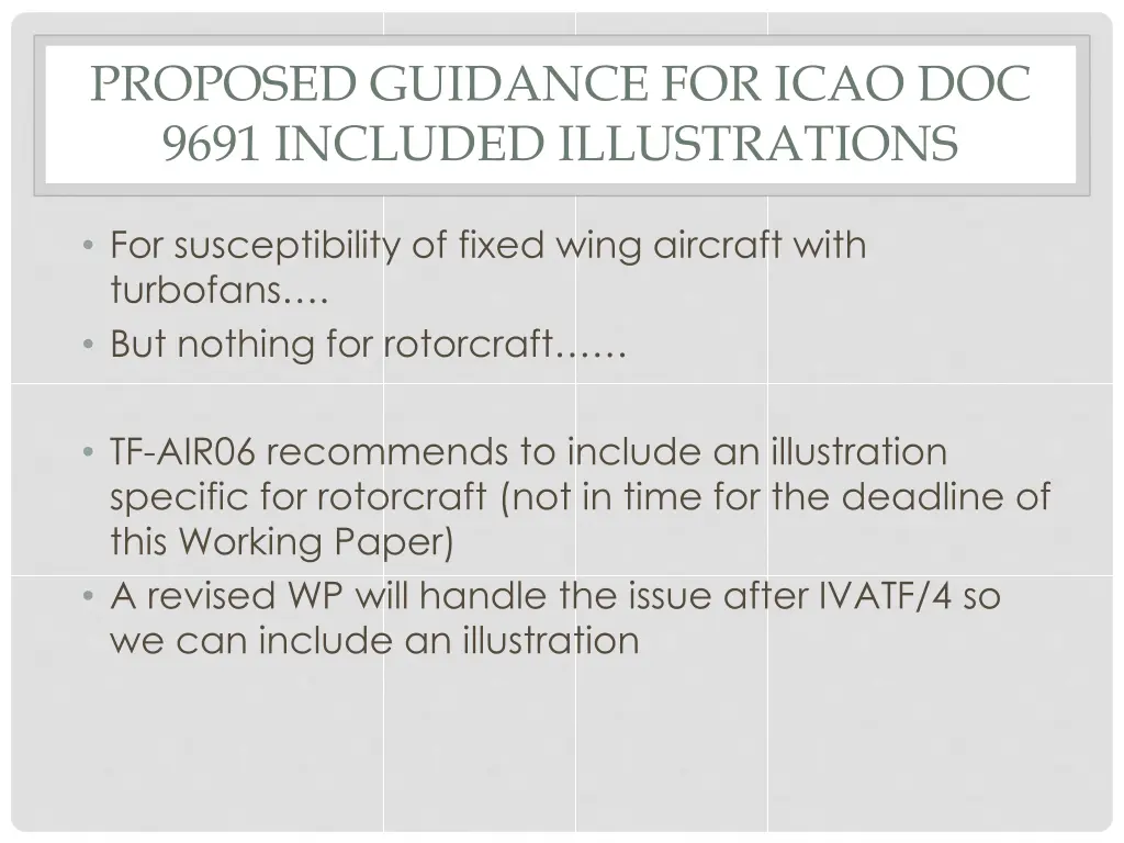 proposed guidance for icao doc 9691 included