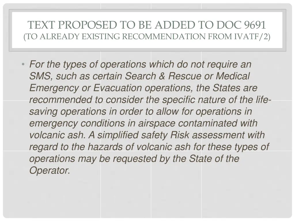 text proposed to be added to doc 9691 to already 1