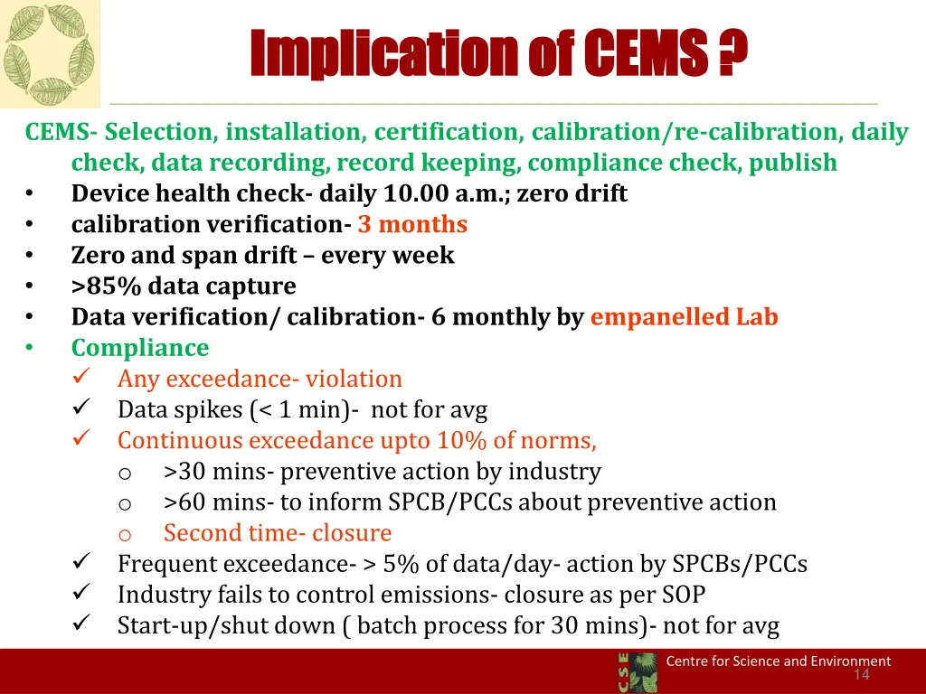 implication of cems implication of cems