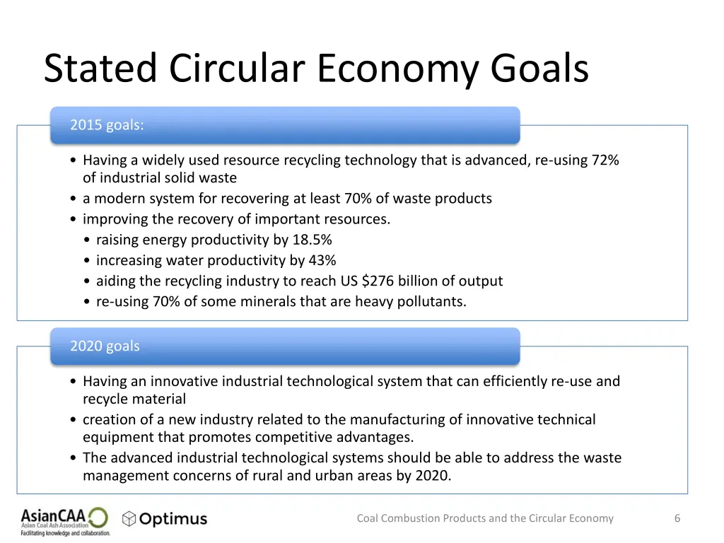 stated circular economy goals