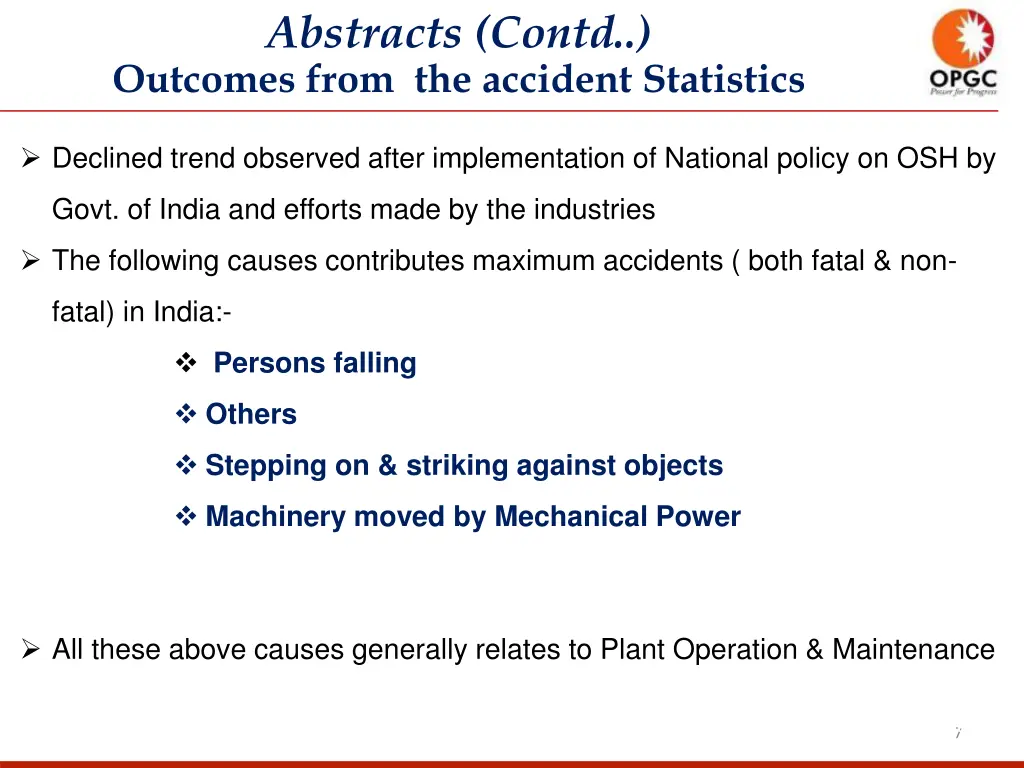 abstracts contd outcomes from the accident