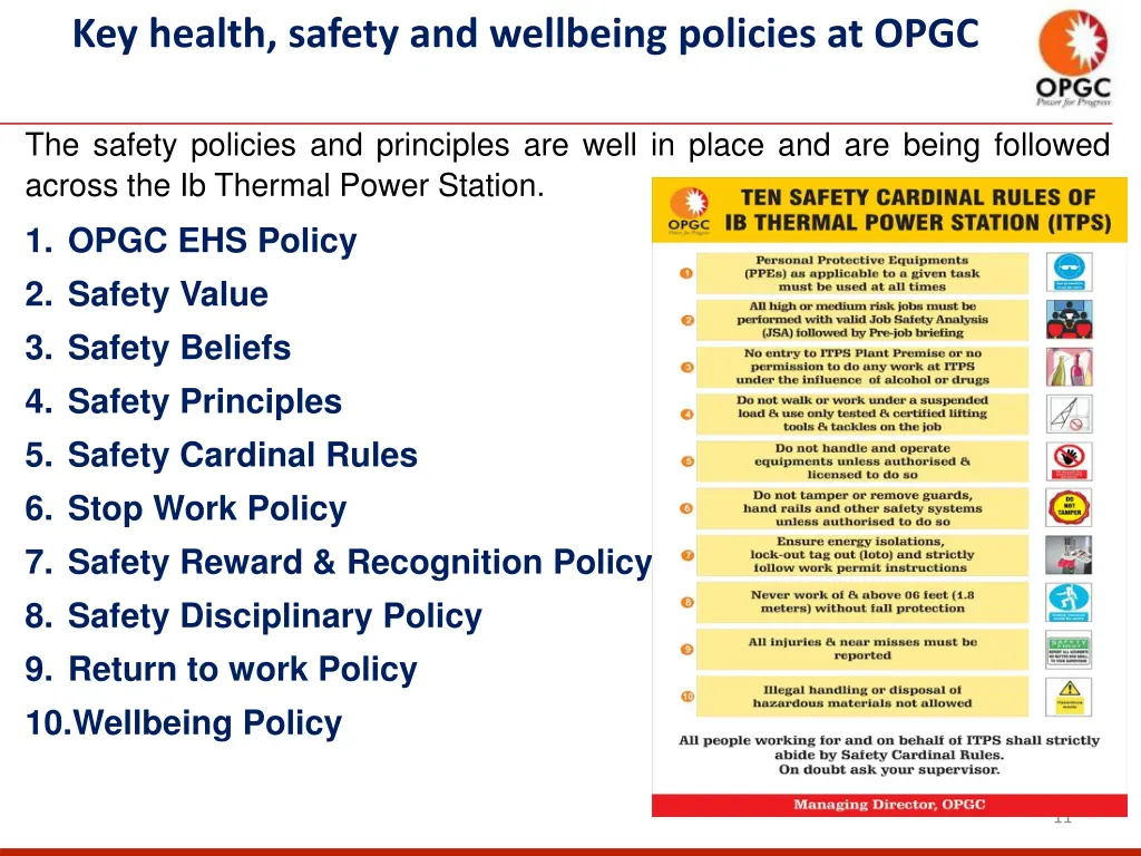 key health safety and wellbeing policies at opgc