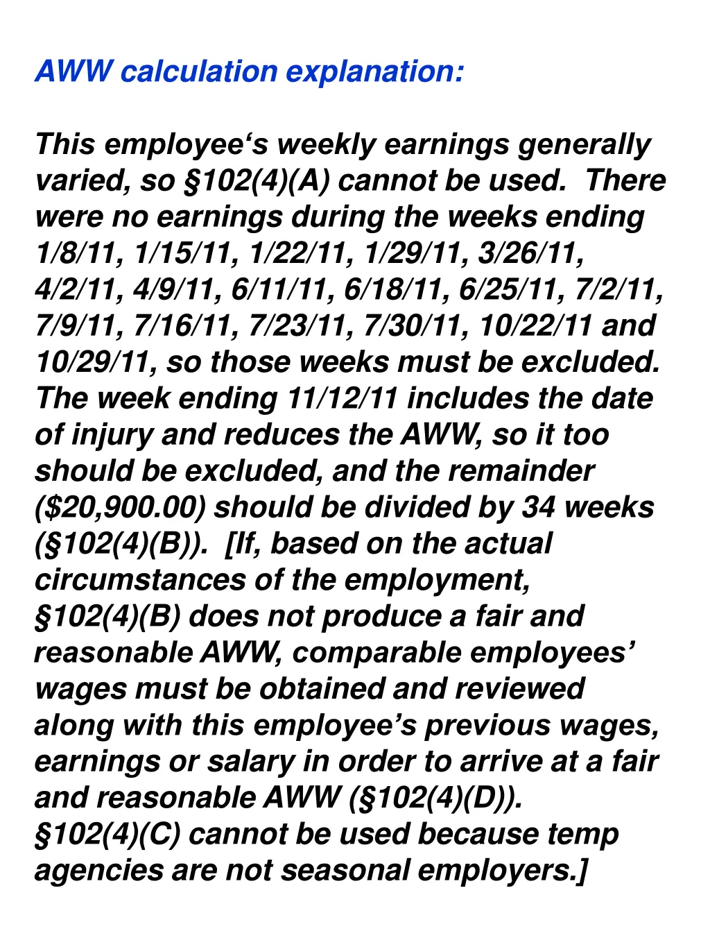 aww calculation explanation 11