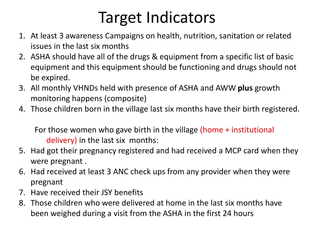 target indicators