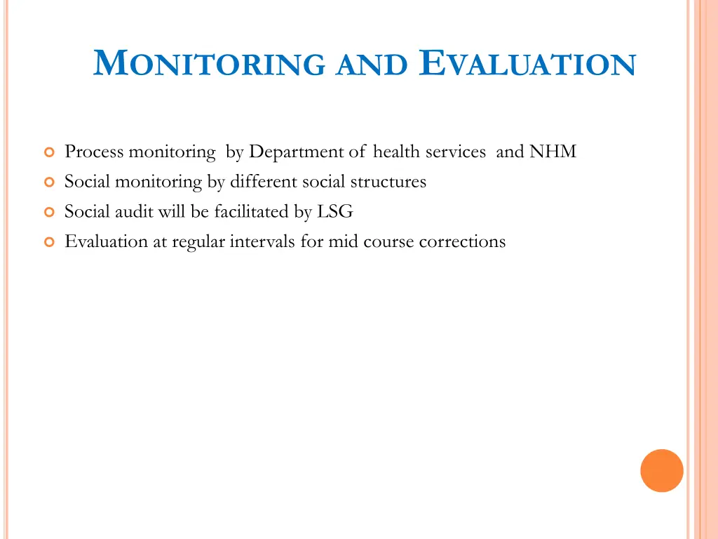 m onitoring and e valuation