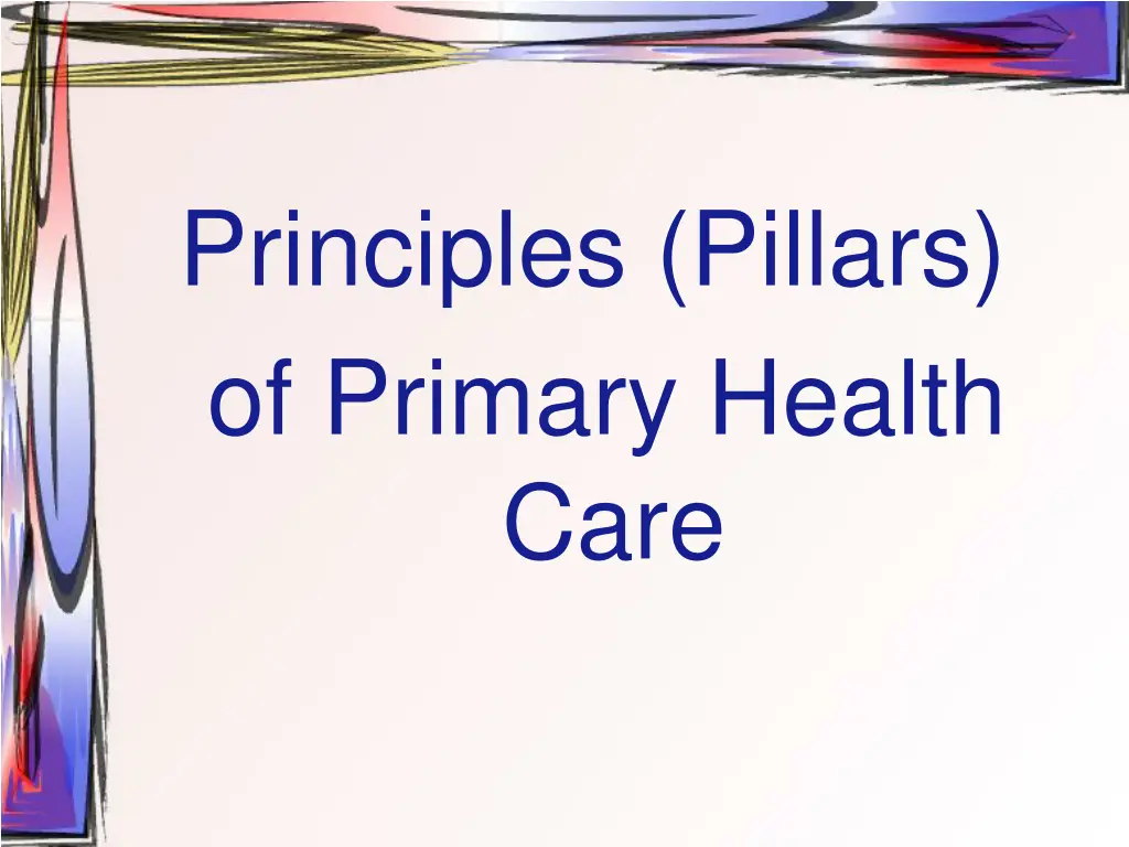 principles pillars of primary health care