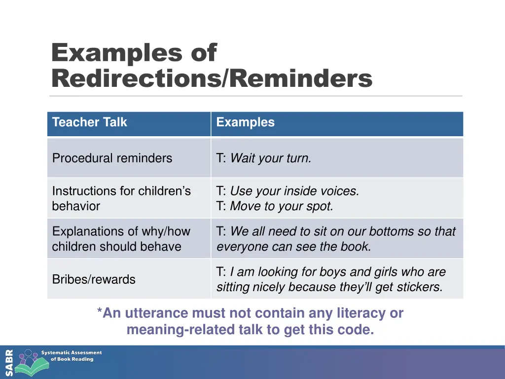 examples of redirections reminders