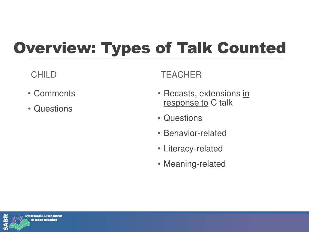 overview types of talk counted