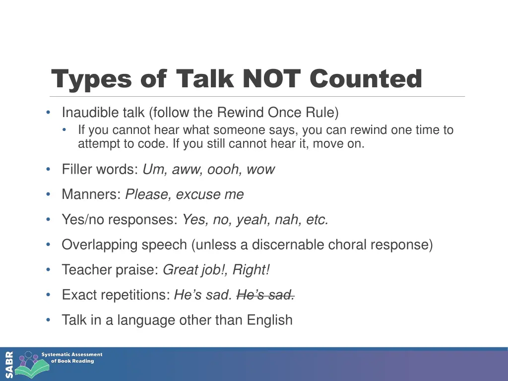 types of talk not counted