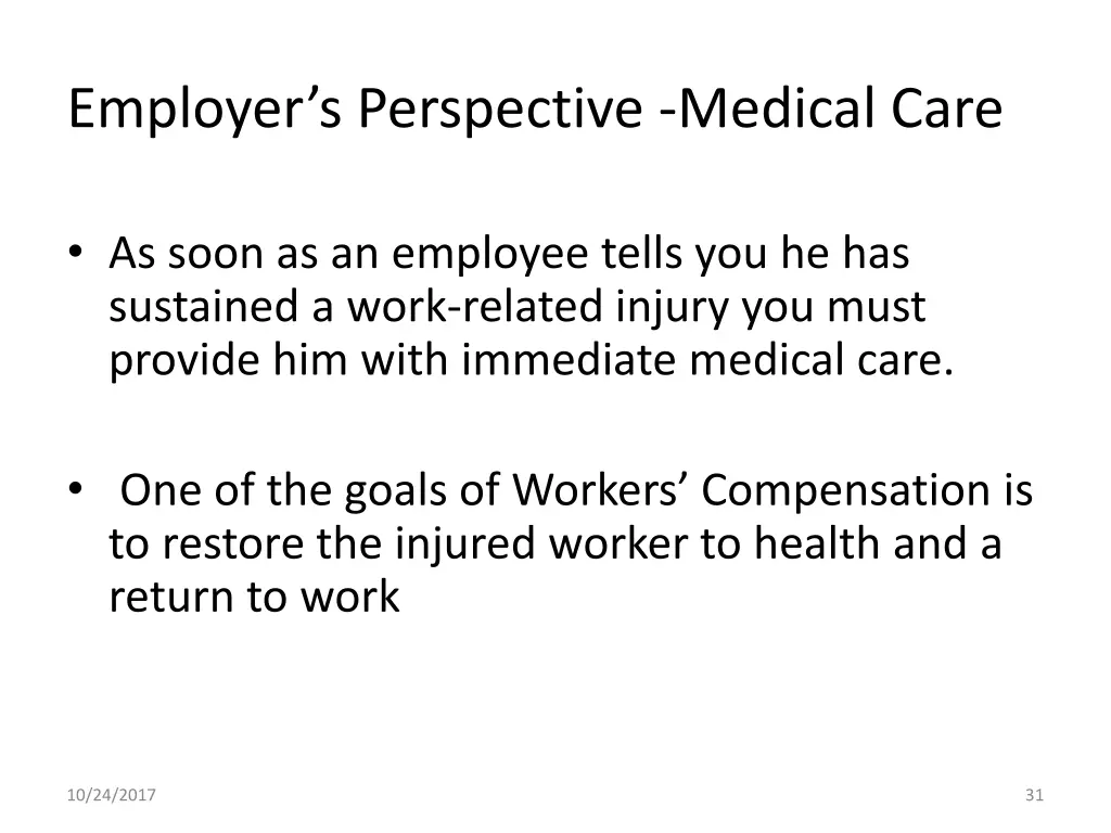 employer s perspective medical care