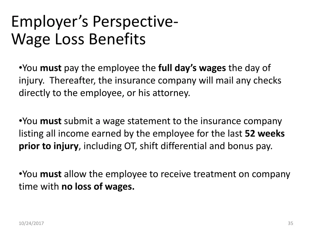 employer s perspective wage loss benefits