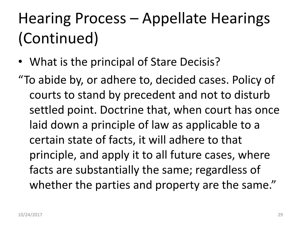 hearing process appellate hearings continued 1