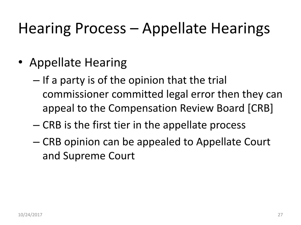 hearing process appellate hearings