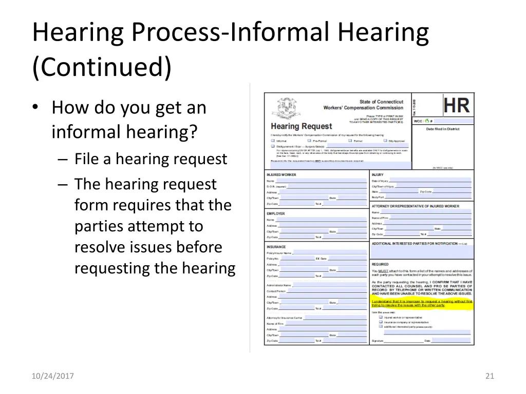 hearing process informal hearing continued 1