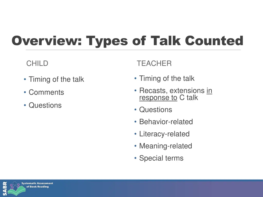 overview types of talk counted