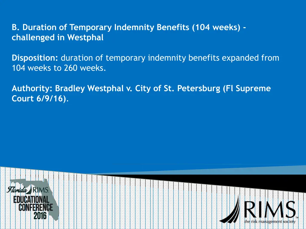 b duration of temporary indemnity benefits