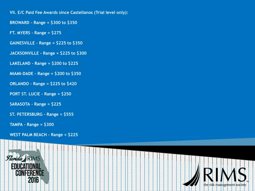 vii e c paid fee awards since castellanos trial