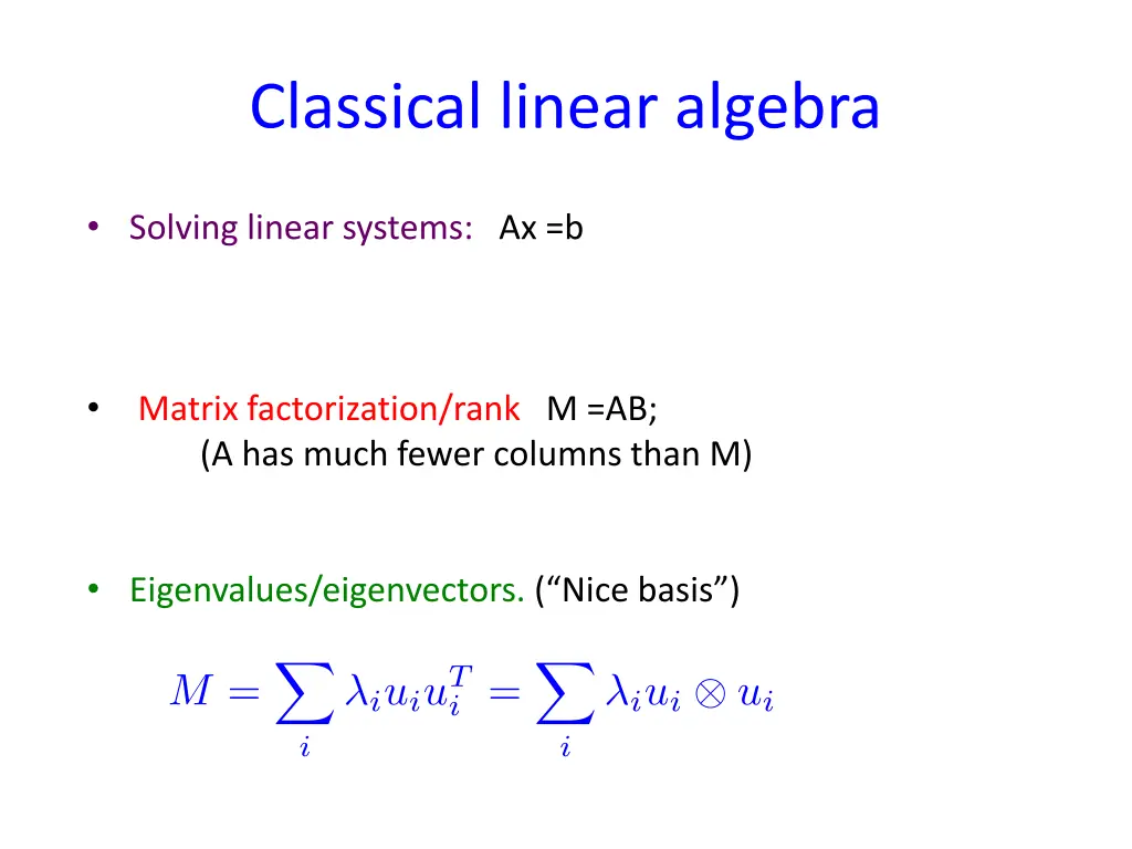 classical linear algebra