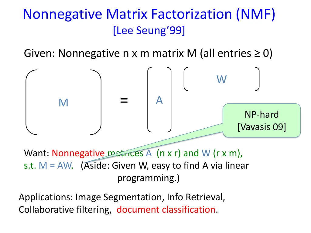 nonnegative matrix factorization nmf lee seung 99