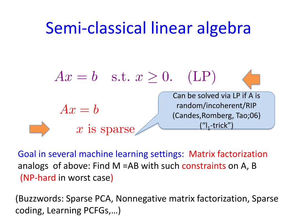 semi classical linear algebra