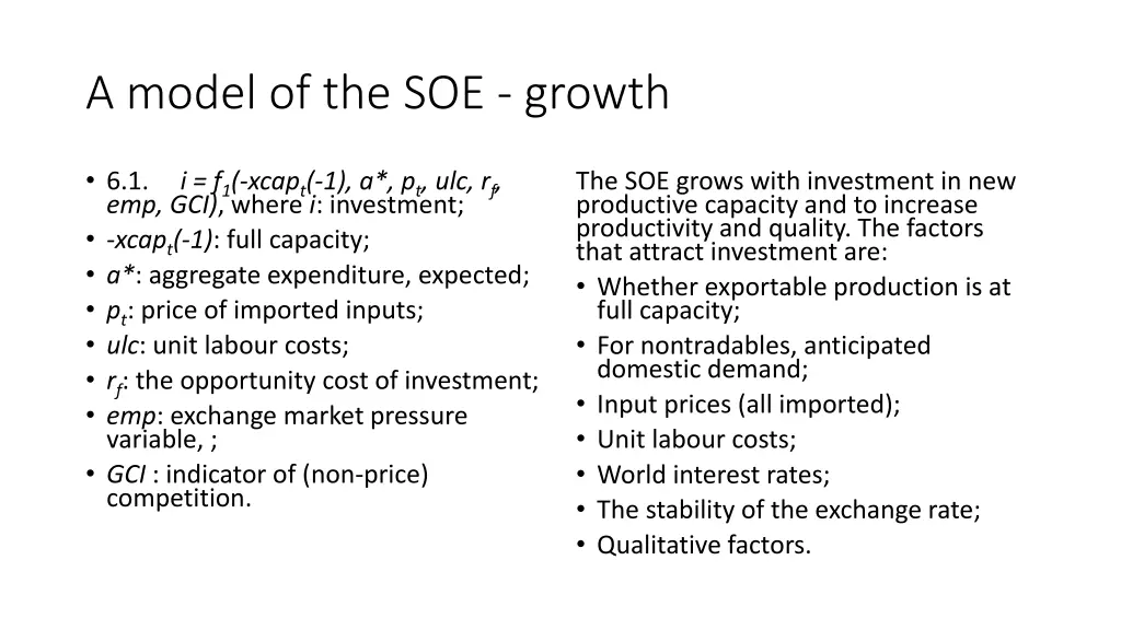 a model of the soe growth