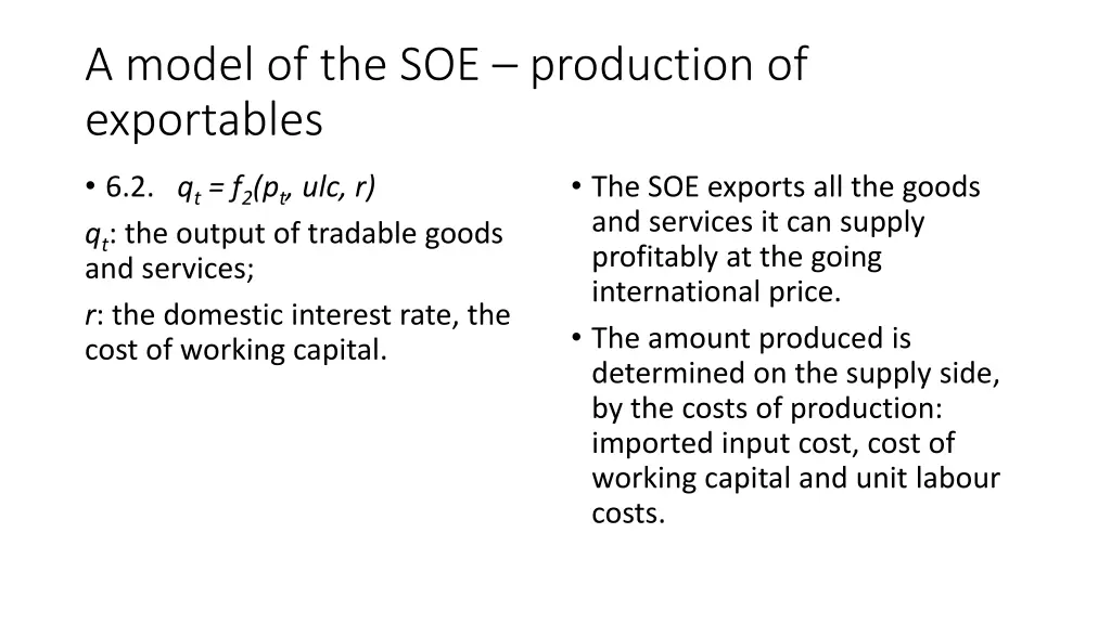 a model of the soe production of exportables
