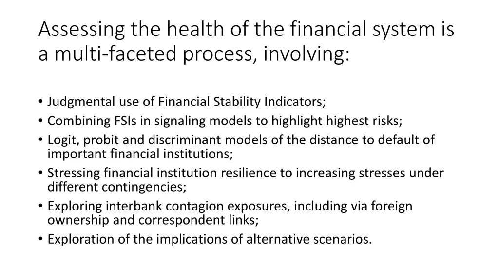 assessing the health of the financial system