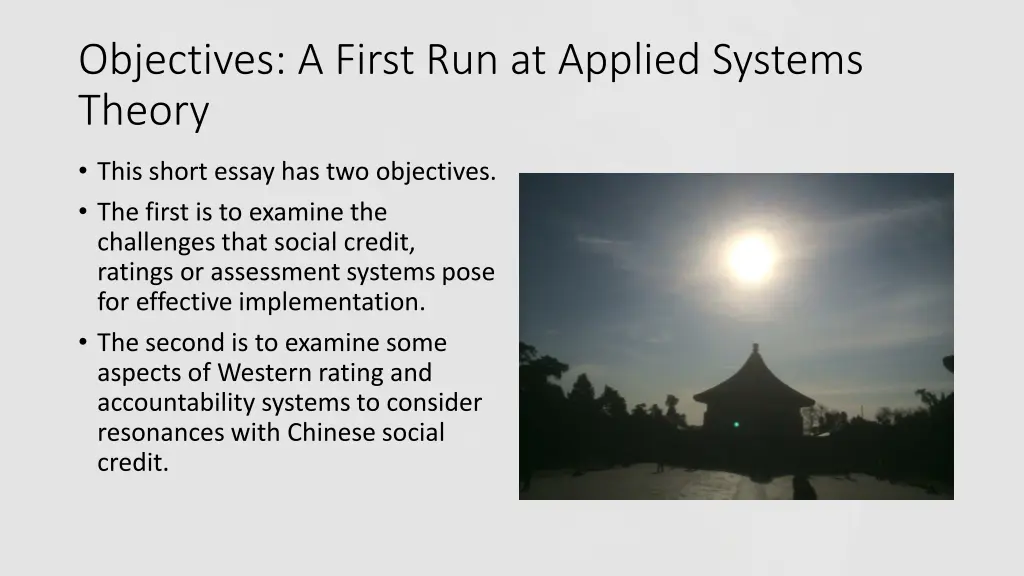 objectives a first run at applied systems theory