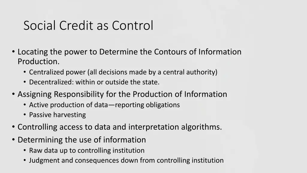 social credit as control